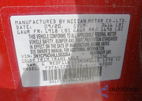 2020 Nissan Kicks Sv Xtronic Cvt from USA, damaged, VIN 3N1CP5CV4LL553354